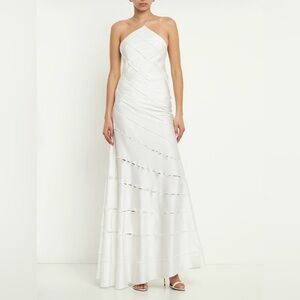 16Arlington - Santana Halter Satin Maxi in Ivory - NWT - US 4